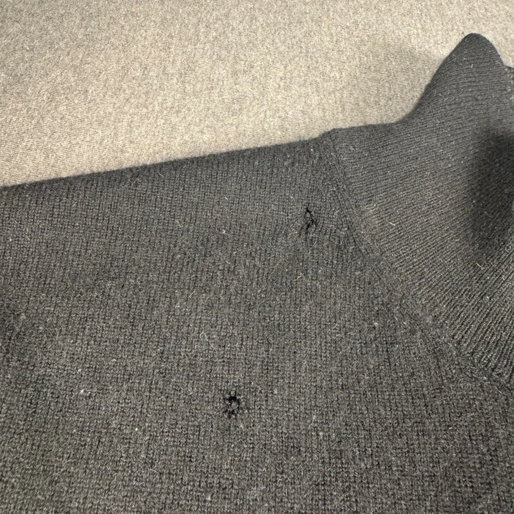 Banana Republic Cashmere Quarter Zip Sweater Mens XL Black Elbow Patches‎ Knit